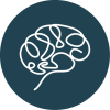 Icon with stylized brain