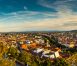Panoramic view at Graz city with his famous buildings. Famous tourist destination in Austria