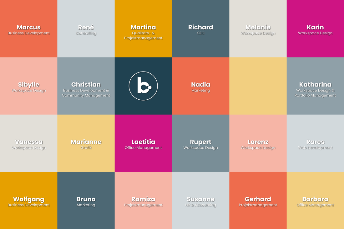 A collage of all the team members' names.